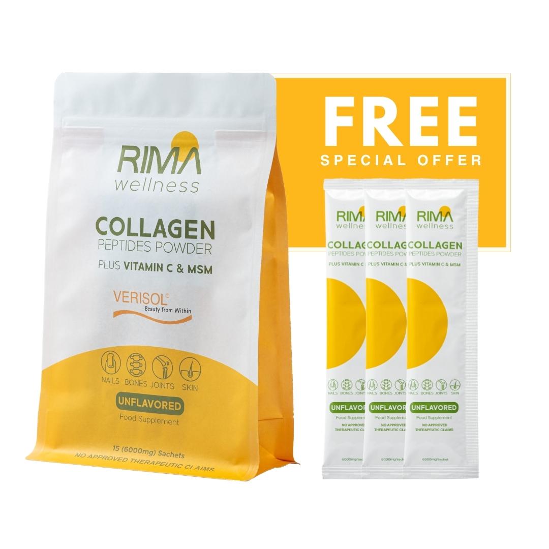 15 + 3 FREE Sachets - Rima Wellness Collagen Peptides Powder (Good for 18 days)